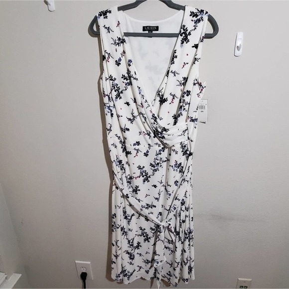 Ralph lauren supplice faux wrap belted midi dress plus size 20W new!!! - Picture 7 of 10